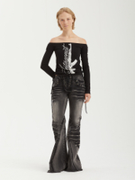 Топ Havoc Black Gun Graphic Off Shoulder