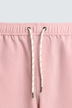 ZARA ДЛИННЫЕ ПЛАВКИ ИЗ ЖАТОЙ ТКАНИ, РОЗОВЫЙ