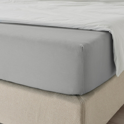 IKEA DVALA  (ИКЕА ДВАЛА)  -  Простыня на резинке, светло-серая, 90x200 см