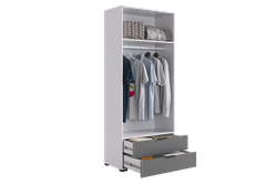 Шкаф двухдверный "Зефир" 108.01,(Белое дерево/Серый(эмаль),