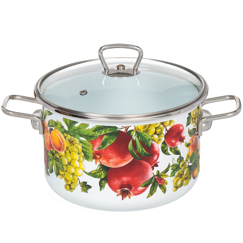 Кастрюля сталь, эмал, 4 л, с крыш, Vitross, Granada белоснежная, 1SD205S, индукц