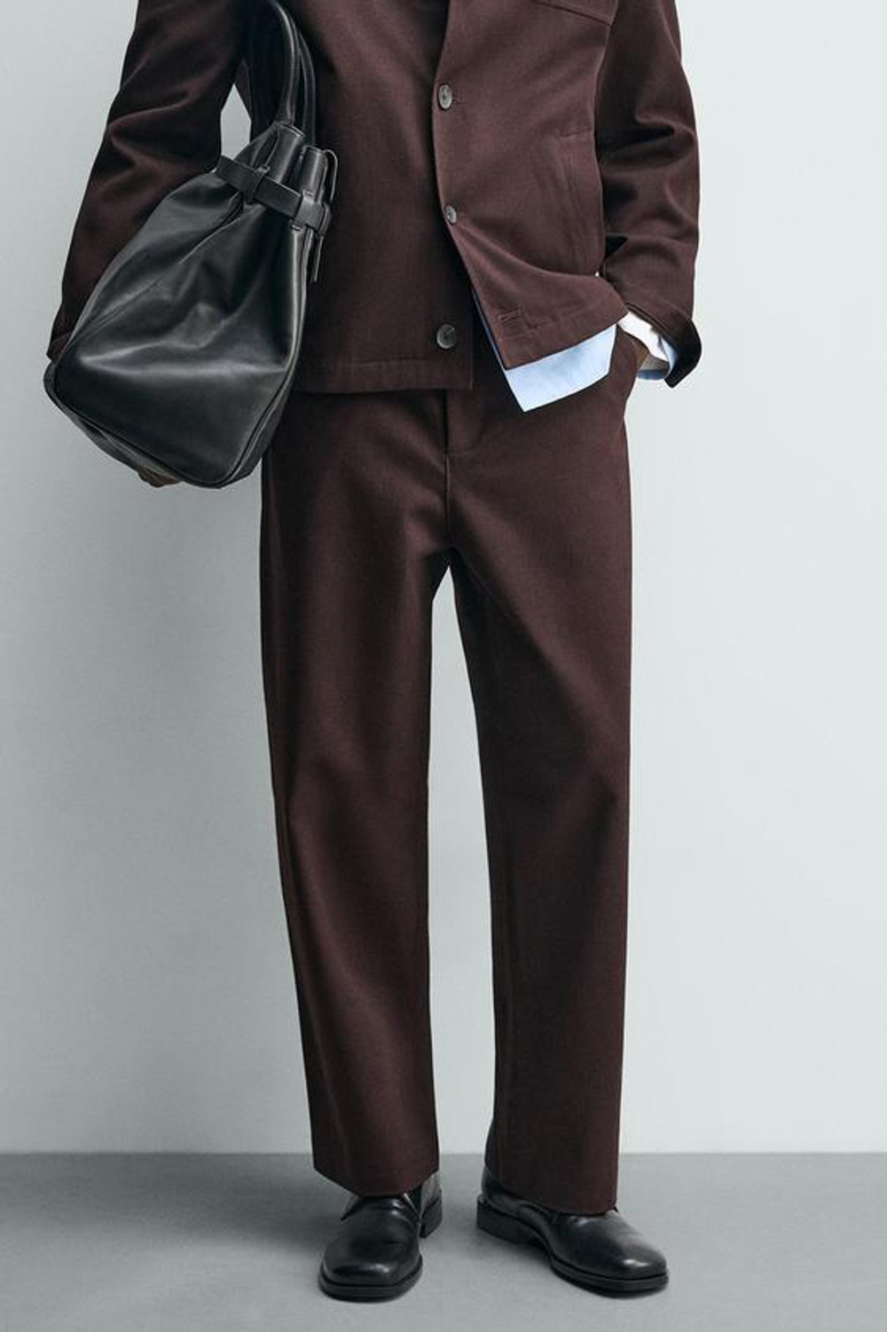 ZARA БРЮКИ BALLOON FIT ИЗ РЕЛЬЕФНОЙ ТКАНИ, ГРАНАТОВЫЙ