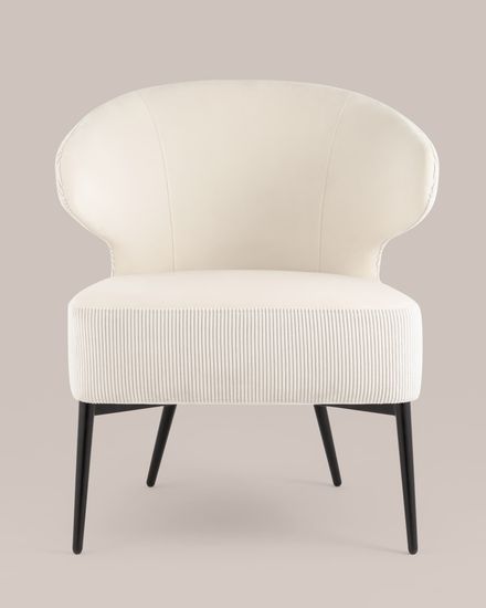 Кресло лаунж Royal Stripes велюр молочный