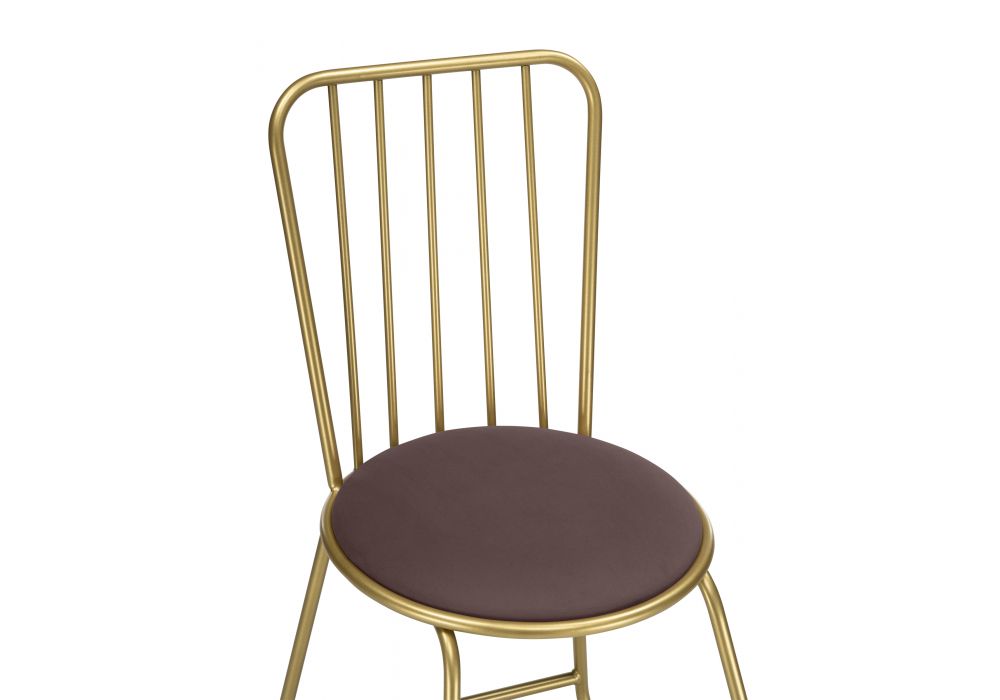 Стул на металлокаркасе Лирион какао велюр / золото