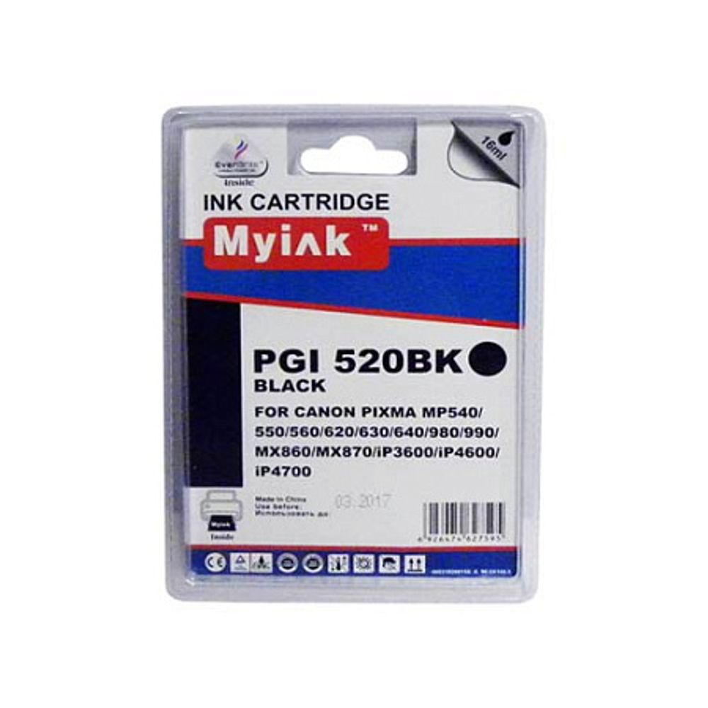 Картридж для CANON  PGI-520BK PIXMA iP3600/4600/MP540/620/630/980 Black (16ml, Pigment) MyInk