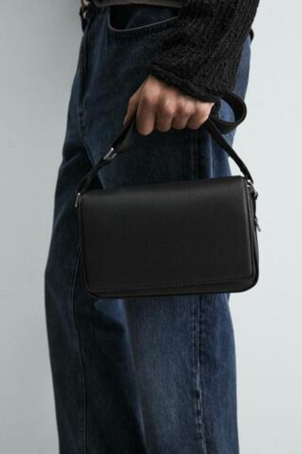 ZARA СУМКА С ТЕКСТУРОЙ, ЧЕРНЫЙ