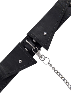 Ошейник-воротник Pecado BDSM,с поводком, натуральная кожа, черный