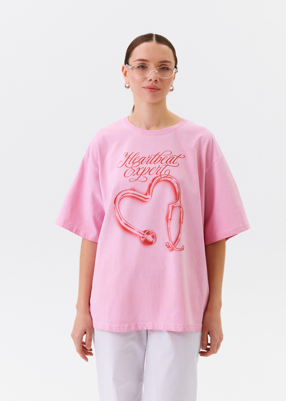 Футболка Глоу Оверсайз, розовая