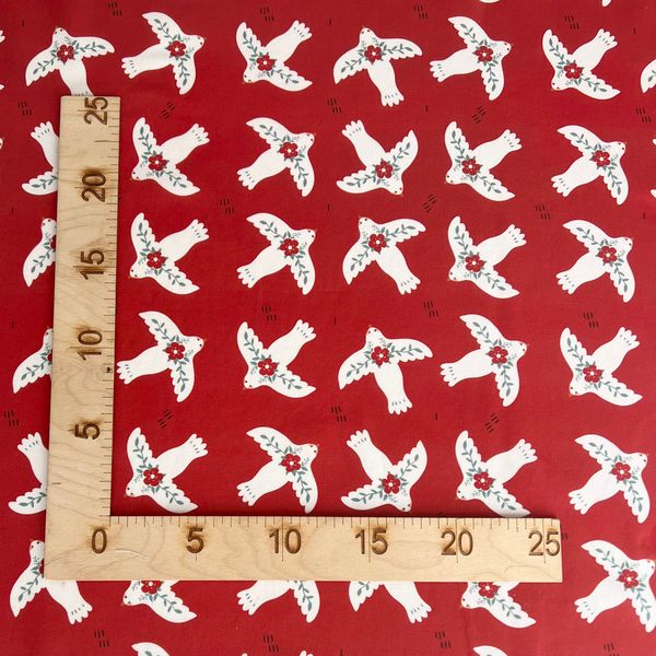 БЕЛЫЕ ПТИЧКИ НА КРАСНОМ, 100% хлопок 2