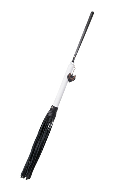 Плеть белая рукоять чёрные хлысты натуральная кожа 50 см