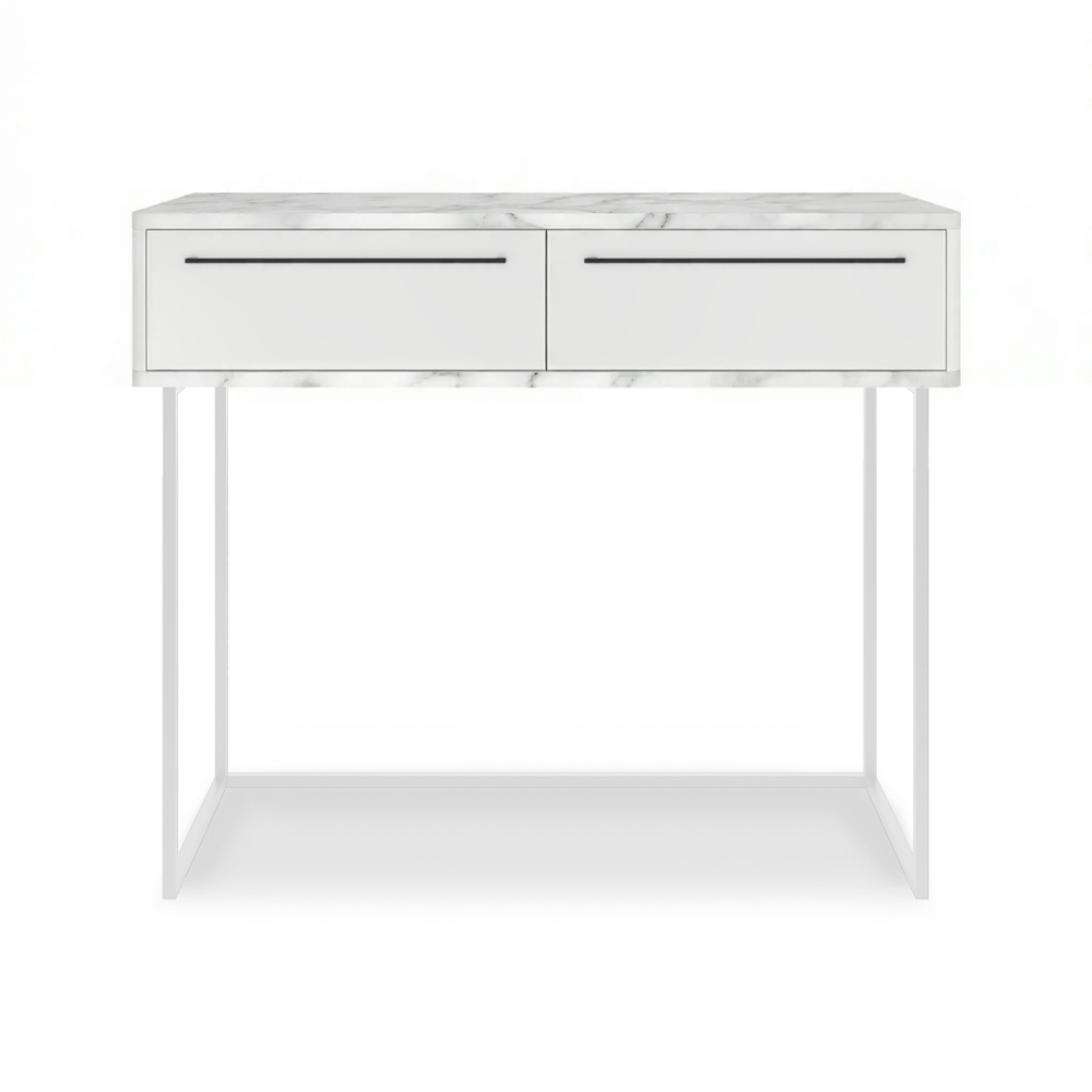 Туалетный столик консоль ROYAL 5211 эко (Мрамор Каррара-Белый-р.черная)