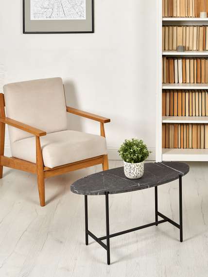 Стол журнальный МеталлАрт М025 черный мрамор/черный