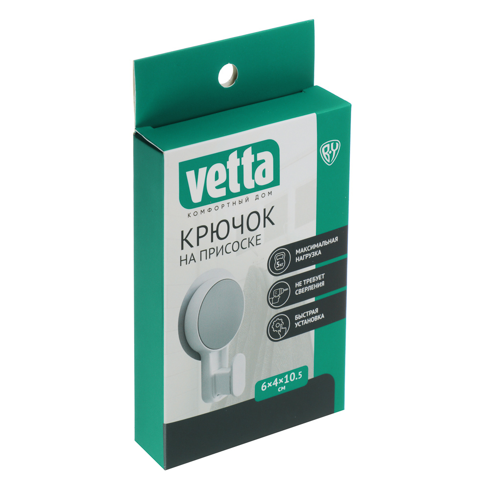 VETTA Крючок на присоске, 6x4x10,5см, полистирол