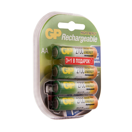 Аккумулятор GP Rechargeable 270AAHC3/1-2CR4, Ni-MH, типоразмер АА, 2700 мАч, 1,2 В, 4 шт