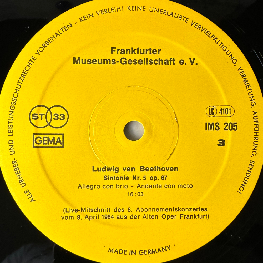 Юбилейный концерт - 175-летие Франкфуртского музейного общества 2LP (Германия)