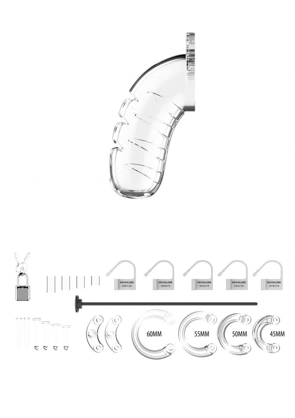 Прозрачным мужской пояс верности со стимулятором уретры Cock Cage Model 16 Chastity 4.5