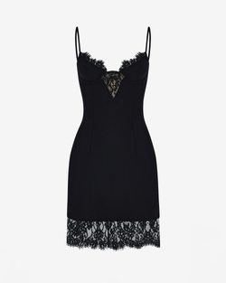 Платье мини из крепа и кружева