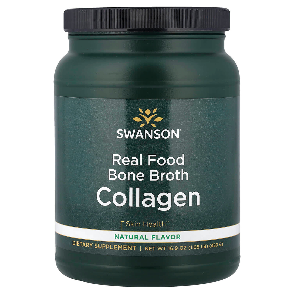 Swanson, Real Food, коллаген из костного бульона, натуральный, 480 г (16,9 унции)
