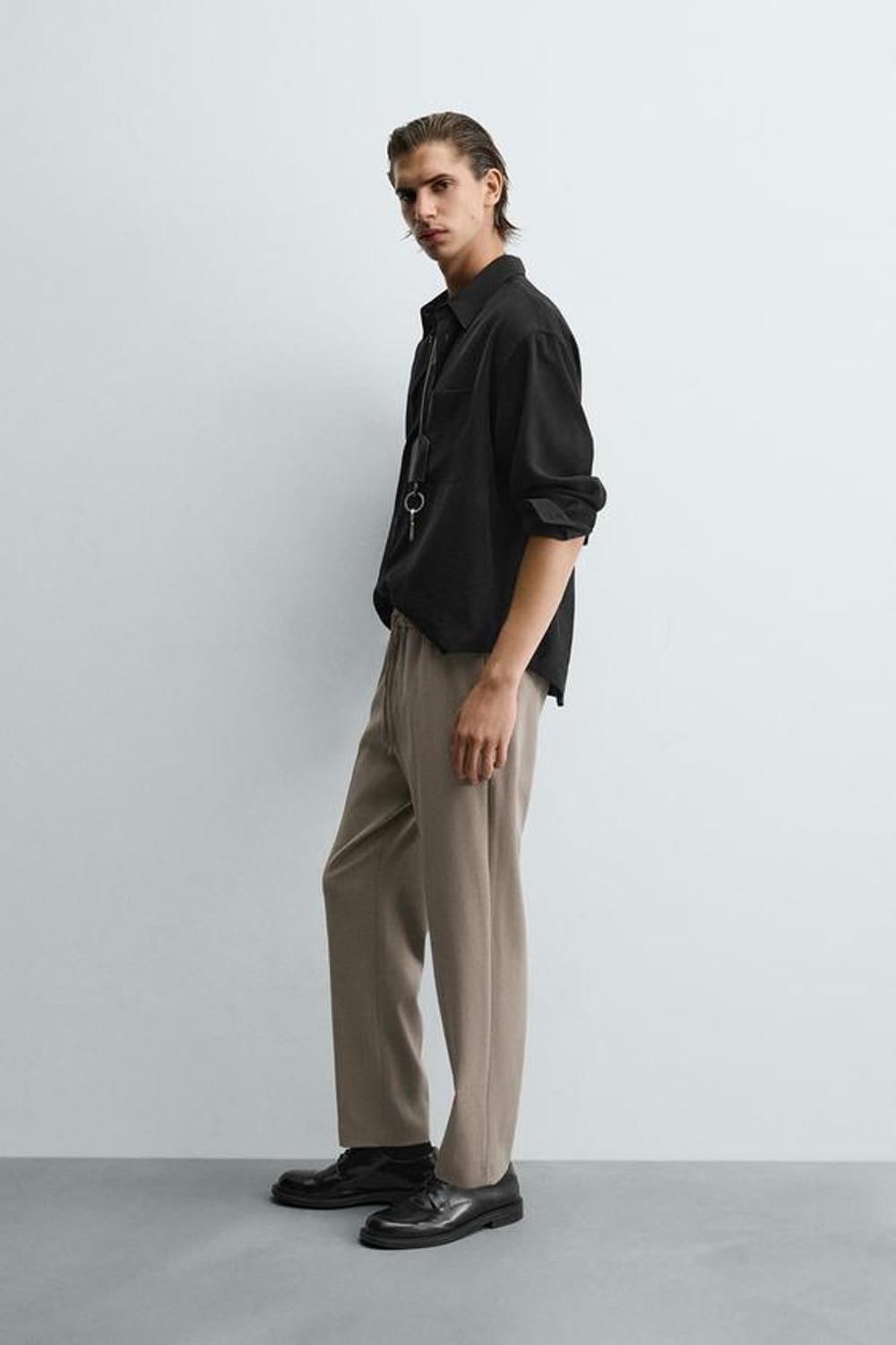 ZARA БРЮКИ-ДЖОГГЕРЫ КОМФОРТНОЙ ПОСАДКИ, РЫЖЕВАТО-КОРИЧНЕВЫЙ МЕЛАНЖ