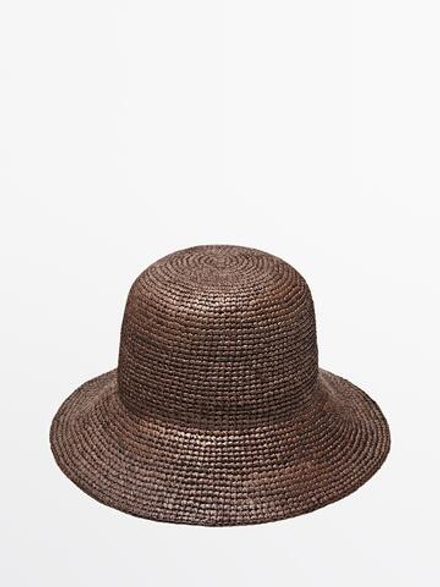 Massimo Dutti Панама из рафии, коричневый