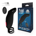 Черная насадка на пенис с вибрацией Sex Expert - 15,4 см. (Цвет: черный)