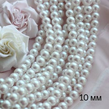 Майорка White Pearls (слегка с розовым отливом) 10 мм, 1 нить, МА036