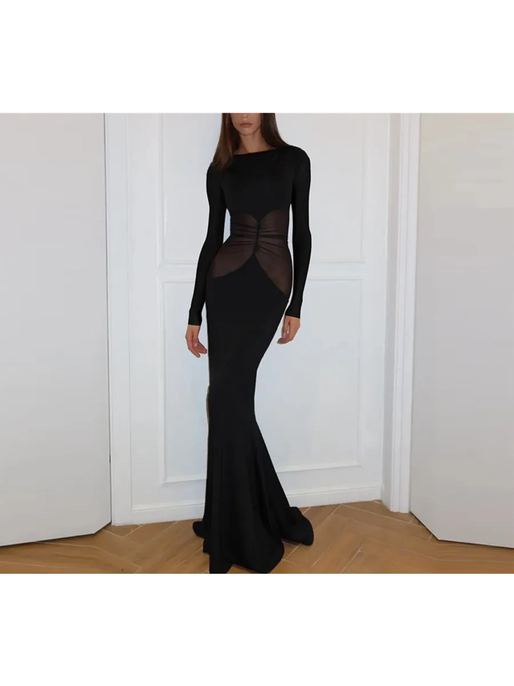 Платье вечернее макси с сеткой