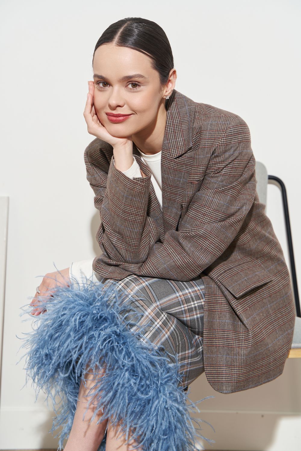 ПИДЖАК В КЛЕТКУ СЕРО-БЕЖЕВЫЙ|ОРАНЖЕВЫЙ