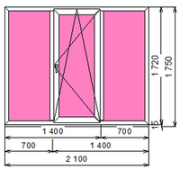 Пластиковое окно 1720 х 2100 ТермА Эко