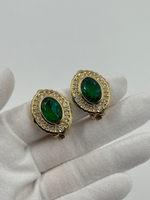 Клипсы с зелёными вставками Christian Dior