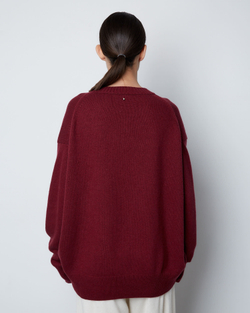 Джемпер из смесового кашемира с круглым вырезом бордо
