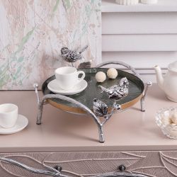 Фруктовница-конфетница Терра (поднос) Античное серебро Зеленый