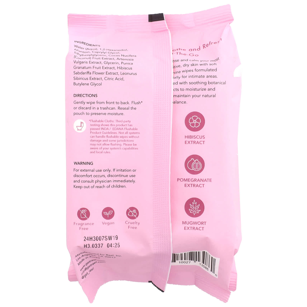 Rael, Успокаивающие женские салфетки, без отдушек, 30 шт.