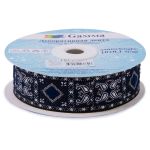 Лента (тесьма) жаккардовая 25.0 мм / 10±0.5 метров, черный/т.синий, Gamma TRJ-119(46)