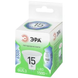 Лампа светодиодная ЭРА GREEN LINE LED MR16-15W-865-GU5.3 GL 15Вт софит холодный свет GU5.3 | Лампы cветодиодные Точечные (Софиты) (MR, PAR)