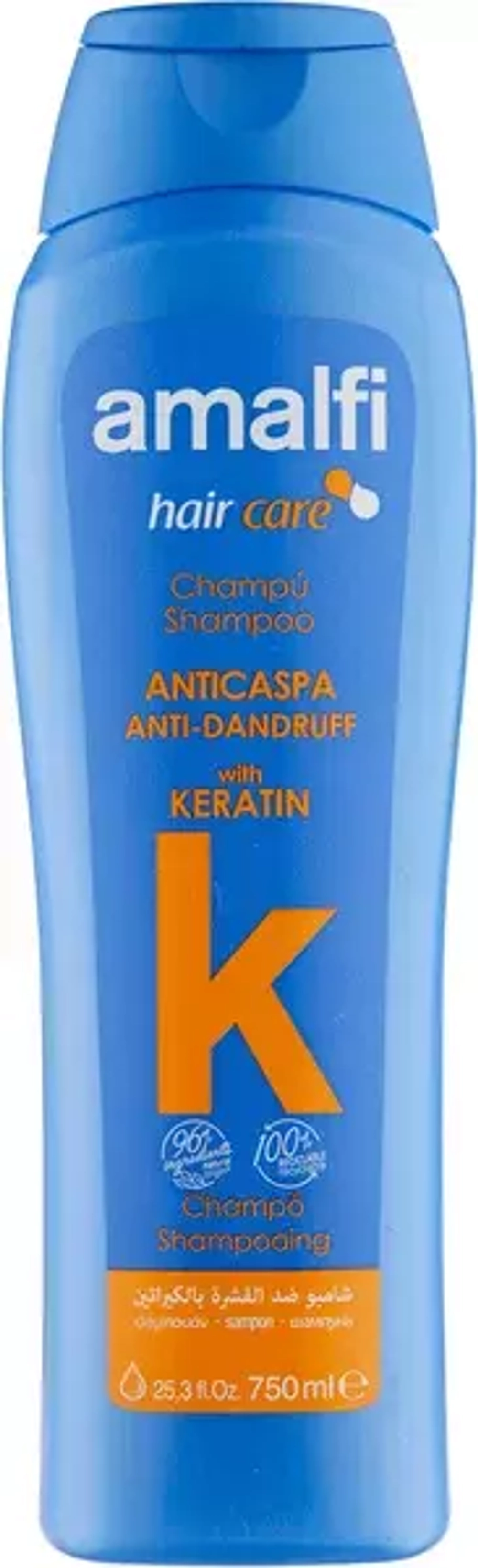 AMALFI 750 мл Шампунь KERATIN ANTI-DANDRUFF против перхоти*16 голубой фл
