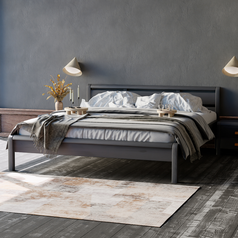 Кровать 160х200, Мадейра, двуспальная, деревянная, из сосны, серая, Dipriz