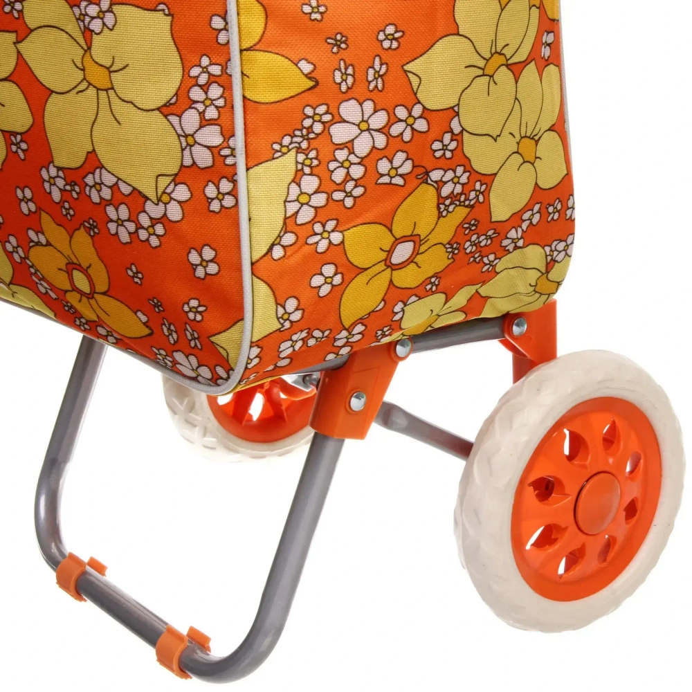 Тележка хозяйственная с сумкой (93*30*34см, колеса 16см,грузоподъемность до 30 кг) Оранжевая