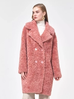 Шуба женская из овечьей шерсти чебурашка тедди, SilverFox (арт. S1188rm012bz)