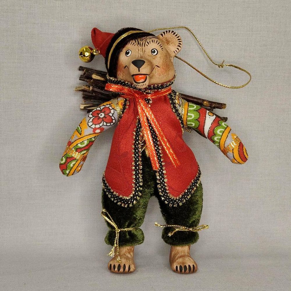 Ёлочная игрушка Медведь с хворостом