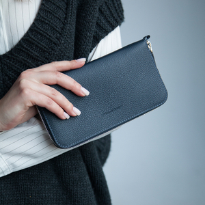 Кожаный кошелек длинный Marquise синего цвета