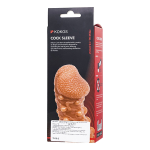 Телесная закрытая насадка 15,6см с шариками Kokos Cock Sleeve 010 Size M