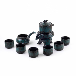 242107 Сервиз "Водяная мельница" гайвань 200мл+жерн+сл+6п 60мл. подар.кор, матовый фарфор. Бирюзовый