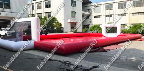 Надувной бассейн "Футбольное поле", красный 14*7*2.5 м