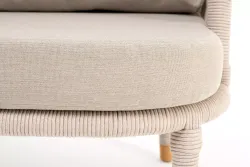 "Верона" кресло плетеное из роупа, каркас алюминий белый муар, роуп бежевый круглый, ткань бежевая 052