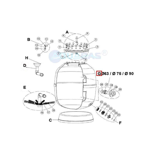 Комплект для подключения фильтра IML TEIDE фланец 75мм (узел G) (VFS28456-700)