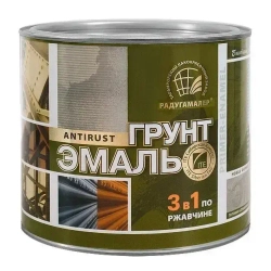 РАДУГАМАЛЕР Грунт-эмаль Гладкая, до 100°, Алкидная, Уретано-алкидная, Полуглянцевое покрытие, 1.9 кг, серый