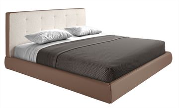 Кровать 7174 Angel Cerda из коричневой ткани и коричневой эко-кожи 180x200 см