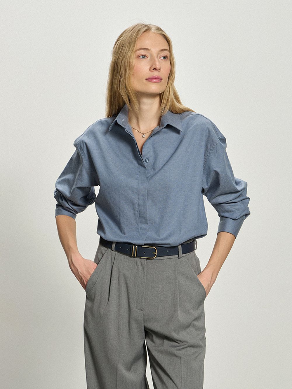 Рубашка Хельсинки голубая фланель