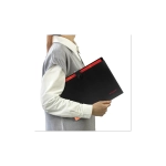 Папка на кнопке А-4 5 отделений, BRAUBERG "Extra", черная с красным, 274095